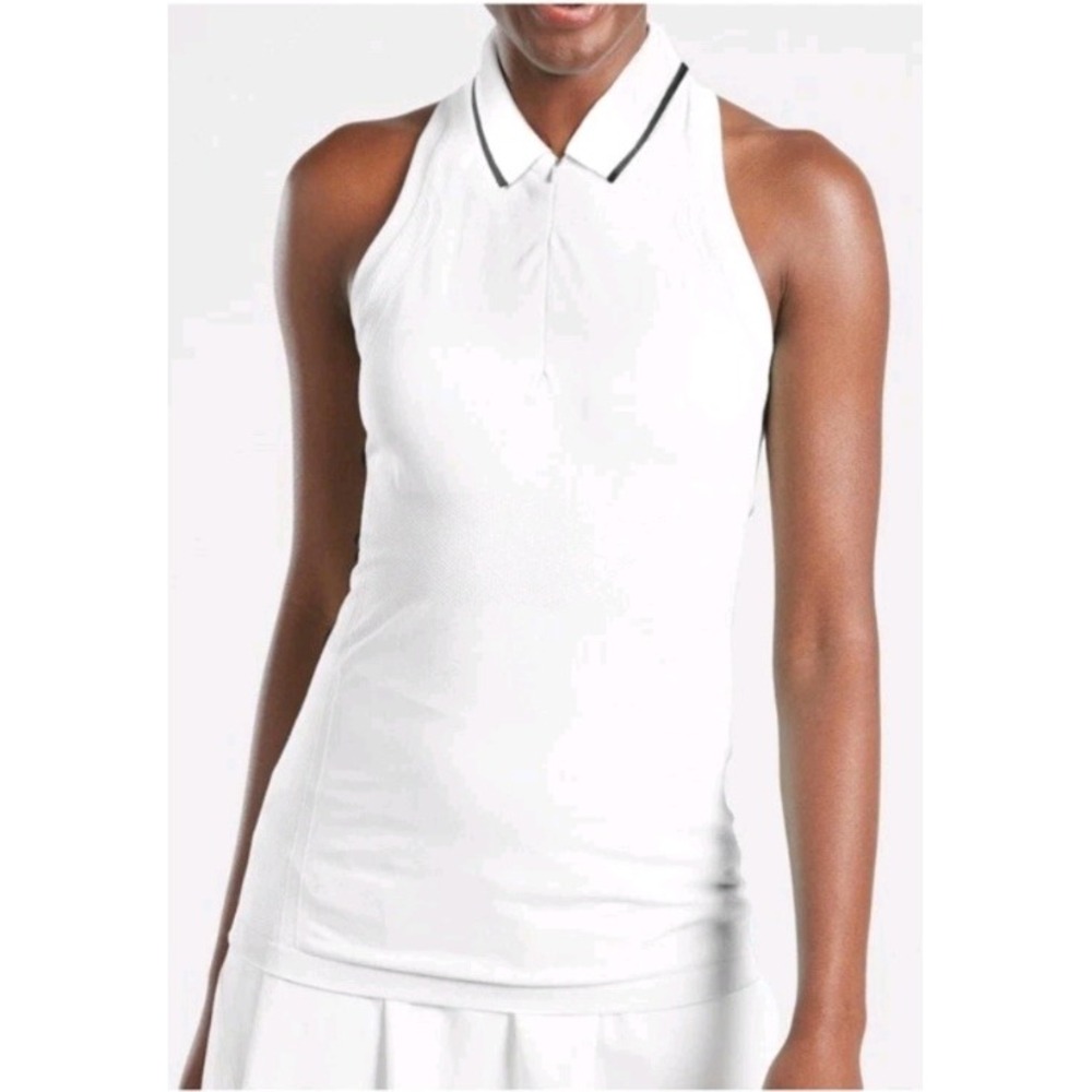 Athleta Momentum Polo Tank White Seamless Racerback Tennis Golf Top XS NWOT
